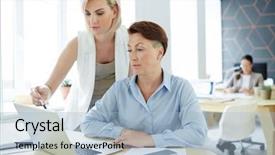  Presentation with statistic - Presentation theme having ratings television - two analysts discussing online sales background and a light blue colored foreground