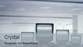  Presentation with head - Presentation theme with ratings television - woman with tv instead background and a  colored foreground