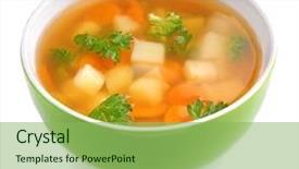  Presentation with ceramic - PPT theme enhanced with ration - ceramic bowl with soup background and a seafoam green colored foreground