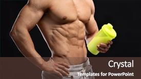  Presentation with protein shake - PPT layouts consisting of ration - handsome muscular young man background and a tawny brown colored foreground