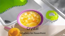 Presentation with soup - Cool new presentation design with ration - plate of delicious baby soup backdrop and a gold colored foreground