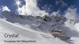  Presentation with vehicle - Beautiful PPT theme featuring ratrace - ratrak grooming machine special snow backdrop and a light gray colored foreground