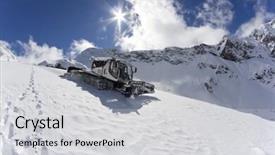  Presentation with vehicle - Theme with ratrace - ratrak grooming machine special snow background and a light gray colored foreground