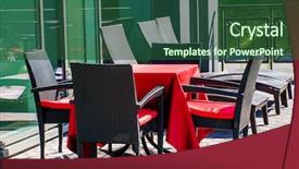  Presentation with rattan furniture - Slide set featuring rattan chairs and table background and a forest green colored foreground