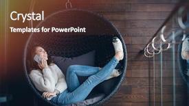  Presentation with swimming beautiful girl swims underwater - Presentation theme consisting of rattan furniture - beautiful happy girl weared background and a tawny brown colored foreground