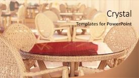  Presentation with chairs - Audience pleasing PPT theme consisting of rattan furniture - chairs and tables in modern backdrop and a lemonade colored foreground