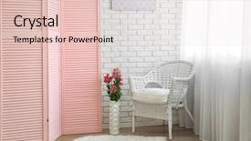  Presentation with light pink - Slides enhanced with rattan furniture - light room interior with pink background and a lemonade colored foreground