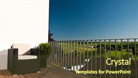  Presentation with rattan furniture - Cool new slides with rattan furniture - private balcony with beautiful view backdrop and a tawny brown colored foreground