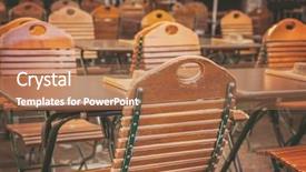  Presentation with rattan furniture - Presentation design featuring rattan furniture - street cafe background and a coral colored foreground