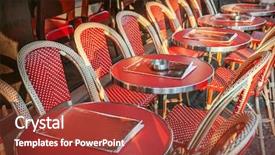  Presentation with rattan furniture - Theme enhanced with rattan furniture - street cafe background and a red colored foreground