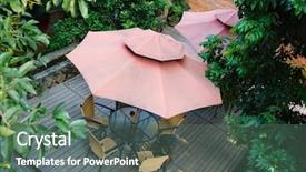  Presentation with rattan furniture - Slide set enhanced with rattan furniture - summer patio with tables background and a ocean colored foreground