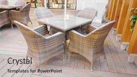  Presentation with rattan furniture - Amazing theme having rattan furniture - table and chair in restaurant backdrop and a light gray colored foreground