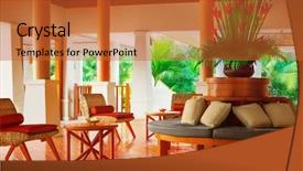  Presentation with rattan furniture - Slide deck consisting of rattan furniture - wicker chairs and table background and a red colored foreground