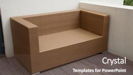  Presentation with rattan furniture - Slide set consisting of rattan furniture - wicker sofa in yard background and a tawny brown colored foreground