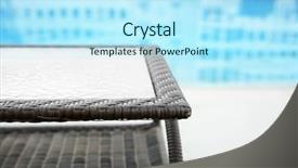  Presentation with billards pool table ready - Slide deck enhanced with rattan table near swimming pool background and a arctic colored foreground
