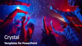  Presentation with dance - PPT theme featuring club party - dance in confetti background and a navy blue colored foreground