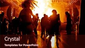  Presentation with disco - Colorful PPT layouts enhanced with techno dance - dancing people in a disco backdrop and a wine colored foreground