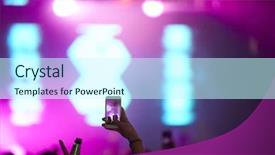  Presentation with festival music - Amazing PPT theme having rave dj dj - fan taking photo on mobile backdrop and a cool aqua colored foreground