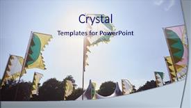  Presentation with outdoor festival - Colorful presentation theme enhanced with marquee at outdoor music festival backdrop and a sky blue colored foreground