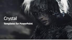  Presentation with raven - Cool new slides with raven woman over cloudy sky backdrop and a dark gray colored foreground