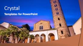  Presentation with italy - Presentation theme enhanced with ravenna-italy-at-basilica-di background and a cobalt blue colored foreground