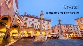  Presentation with dusk - PPT layouts consisting of ravenna-italy-at-piazza-del background and a light blue colored foreground