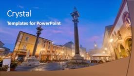  Presentation with dusk - Presentation design having ravenna-italy-at-piazza-del background and a cobalt blue colored foreground