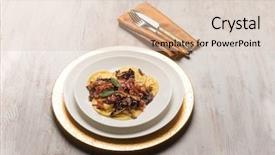  Presentation with sage - PPT theme consisting of ravioli with ham red chicory and sage background and a lemonade colored foreground