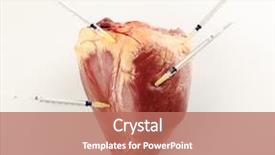  Presentation with 3d isolated t rex head - Audience pleasing presentation theme consisting of raw animal heart and syringes backdrop and a coral colored foreground