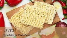  Presentation with instant noodles - PPT theme enhanced with raw asian instant noodles background and a coral colored foreground