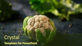  Presentation with cauliflower - PPT theme featuring raw-baby-cauliflower-head-placed background and a tawny brown colored foreground