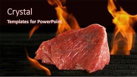  Presentation with meat beef - Slides having raw-beef-burger-steak background and a wine colored foreground