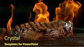  Presentation with burger - PPT layouts featuring raw-beef-burger-steak background and a tawny brown colored foreground