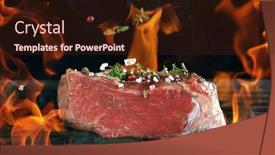  Presentation with meat beef - Colorful PPT theme enhanced with raw-beef-burger-steak backdrop and a wine colored foreground