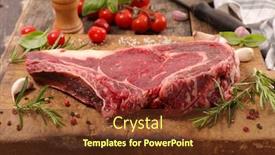  Presentation with beef - Presentation design featuring raw beef chop with ingredient background and a tawny brown colored foreground