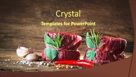  Presentation with steaks - Slide set with raw beef fillet steaks mignon with spices on wooden background background and a tawny brown colored foreground