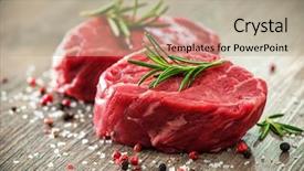  Presentation with spices - Beautiful slide deck featuring raw beef fillet steaks backdrop and a mint green colored foreground