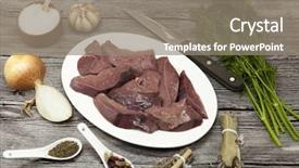  Presentation with liver - Audience pleasing PPT theme consisting of raw beef liver backdrop and a gray colored foreground