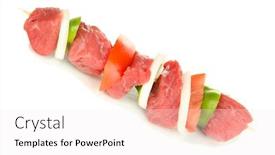  Presentation with meat beef - Amazing slide deck having raw beef meat and vegetables on skewer isolated on white backdrop and a sky blue colored foreground