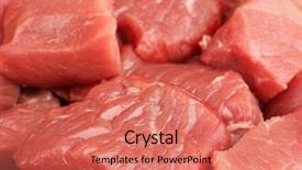  Presentation with meat beef - Slides with raw beef meat close up background and a coral colored foreground