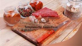  Presentation with aged wood - Beautiful PPT layouts featuring raw beef meat fillet with peppercorn and thyme and different spices in glass bottles ready to grill on wood figured aged board over table backdrop and a red colored foreground