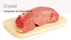  Presentation with meat beef - Colorful presentation theme enhanced with raw beef meat isolated on white backdrop and a lemonade colored foreground