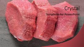  Presentation with raw meat beef veal shank - Presentation theme enhanced with raw beef meat on shale background and a coral colored foreground