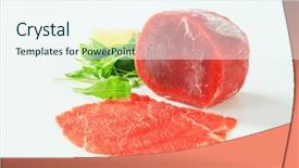  Presentation with meat beef - Presentation consisting of raw beef meat prepared background and a sky blue colored foreground