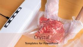  Presentation with shrink - PPT layouts featuring raw-beef-meat-sealed background and a coral colored foreground