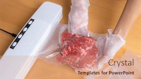  Presentation with shrink - Presentation enhanced with raw-beef-meat-sealed background and a coral colored foreground
