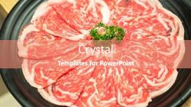  Presentation with shabu - PPT layouts having raw beef meat set ready to cook shabu shabu and sukiyaki background and a coral colored foreground