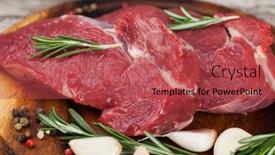  Presentation with raw meat - Presentation theme having raw-beef-meat and a  colored foreground