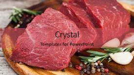  Presentation with meat beef - Audience pleasing PPT theme consisting of raw beef meat backdrop and a red colored foreground