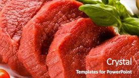  Presentation with beef - Presentation theme with raw beef on white background background and a crimson colored foreground